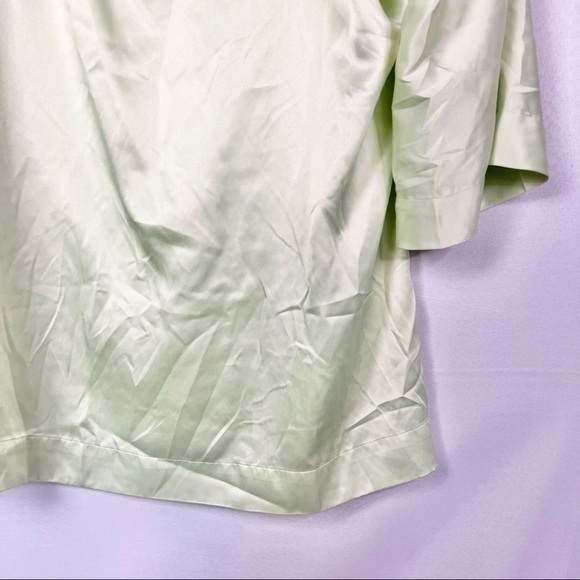 Soft Surroundings Light Pastel Green Satin Cowl Neck Short Sleeve Blouse L - Picture 4 of 5